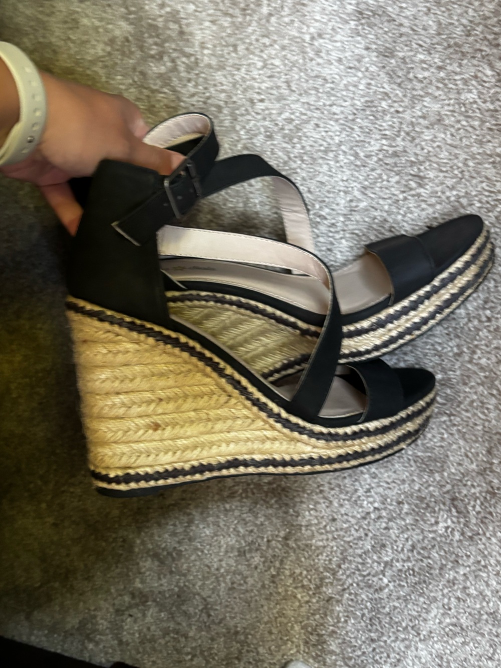 Seven Dials Black Open-Toe Ankle Strap Heels